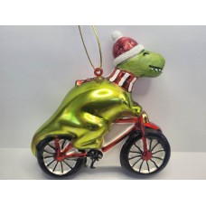 Dinosaur on a Bicycle Christmas Tree Decoration 