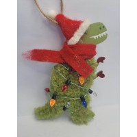 Dino with Christmas Lights Hanging