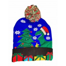 Dinosaur Christmas Light up Bobble Hat