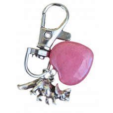 Pink Dinosaur Heart Bag Charm
