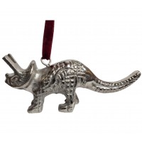 Triceratops Silver Tone Tree Ornament