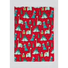Red Dinosaur Christmas Throw 