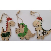 Wooden Dinosaur Christmas Decoration