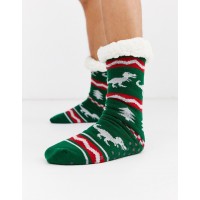 Mens Christmas T rex Slipper Socks - One Pair
