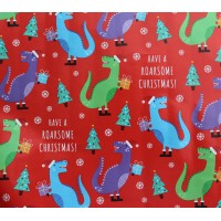 Red T-rex Xmas Gift Wrap Roll