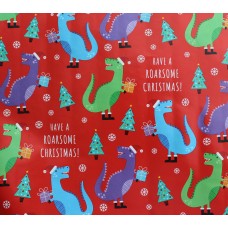 Red T-rex Xmas Gift Wrap Roll