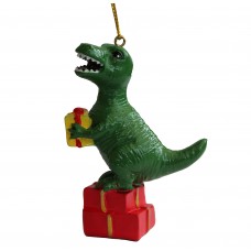 T-rex With Gift Christmas Decoration