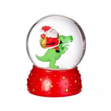 Santa on a T-rex Snow Globe