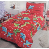 Christmas Dinosaur Duvet Cover - Single