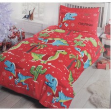 Christmas Dinosaur Duvet Cover - Single