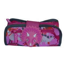 Pink Dinosaur Fabric Roll Pencil Case