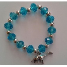 Blue Crystal Bracelet with Dinosaur Charm