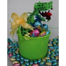 Green Dinosaur Easter Basket with Eggs