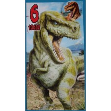 T-rex Birthday BADGE Card - AGE 6