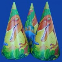 Dinosaur Cone Shaped Party Hats - 8 Pack