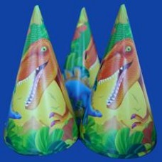 Dinosaur Cone Shaped Party Hats - 8 Pack