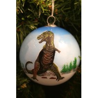 T-rex Handpainted Glass Ornament
