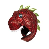 T-Rex Dinosaur Head Hat  Sparkly Red